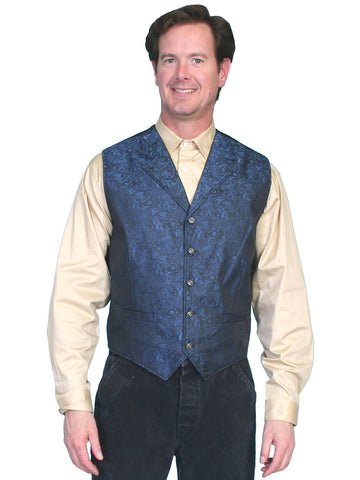 Scully Rangewear Mens Blue Polyester Paisley Big Old Time Vest