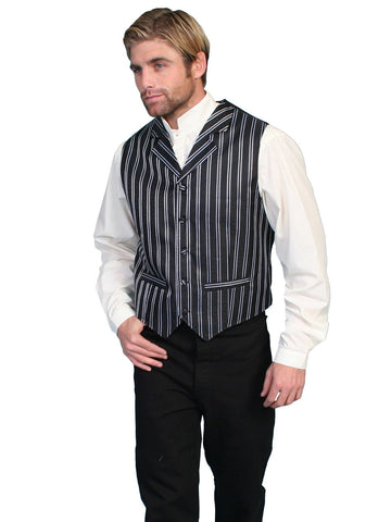Scully Rangewear Mens Black Polyester Old Time Double Pinstripe Vest