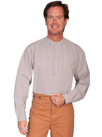 Scully RangeWear Mens Lt Grey 100% Cotton Pleated Insert L/S Western Shirt