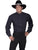 Scully RangeWear Mens Black 100% Cotton Band Collar Stripe L/S Western Shirt