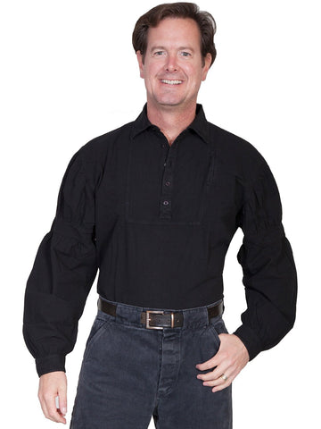 Scully Rangewear Mens Black 100% Cotton L/S Dealer Big Western Bib Shirt