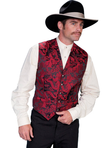 Scully Mens Red Polyester Dragon Vest