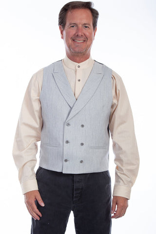 Scully Mens Light Grey Polyester Mini Herringbone Vest
