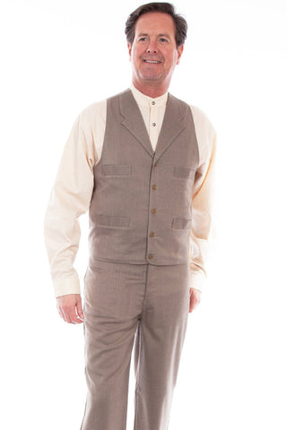 Scully Mens Brown Cotton Blend Herringbone Vest