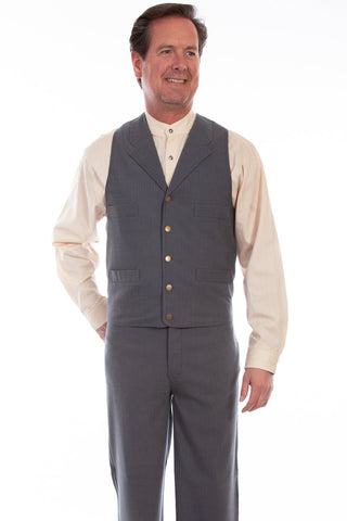 Scully Mens Charcoal Cotton Blend Herringbone Vest