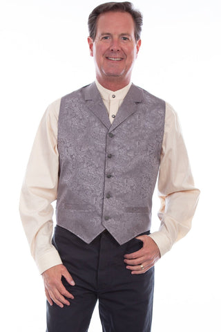 Scully Mens Grey 100% Silk Notched Lapels Vest