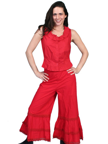 Scully RangeWear Womens Red 100% Cotton Ruffle Crochet Lace Pants Bloomers