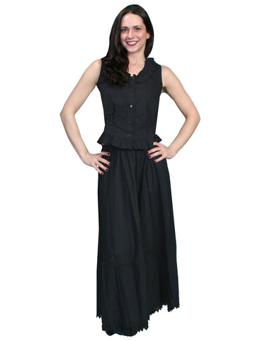Scully Rangewear Womens Black 100% Cotton Sleeveless Lace Petticoat