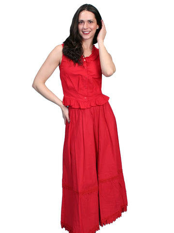 Scully RangeWear Womens Red 100% Cotton Crochet Lace Sleeveless Petticoat