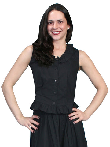 Scully Rangewear Womens Black 100% Cotton Ruffle Camisole