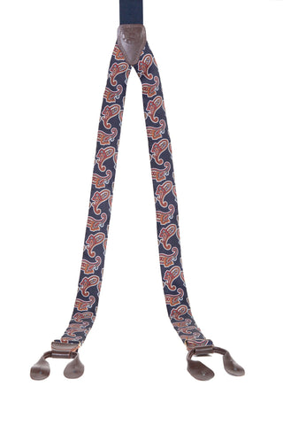 Scully Womens Navy Elastic Paisley Suspenders