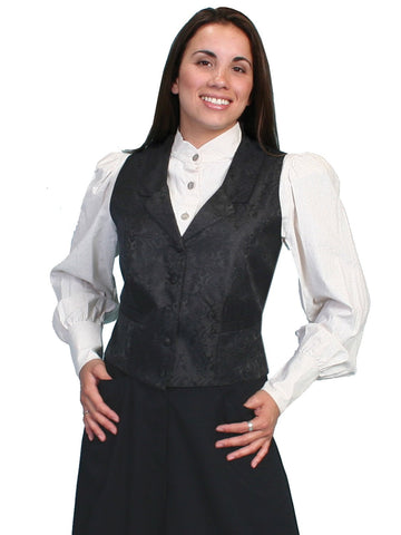 Scully Rangewear Womens Black Polyester Paisley Lapel Vest