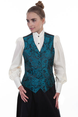 Scully Womens Teal Polyester Scroll Swirls Vest