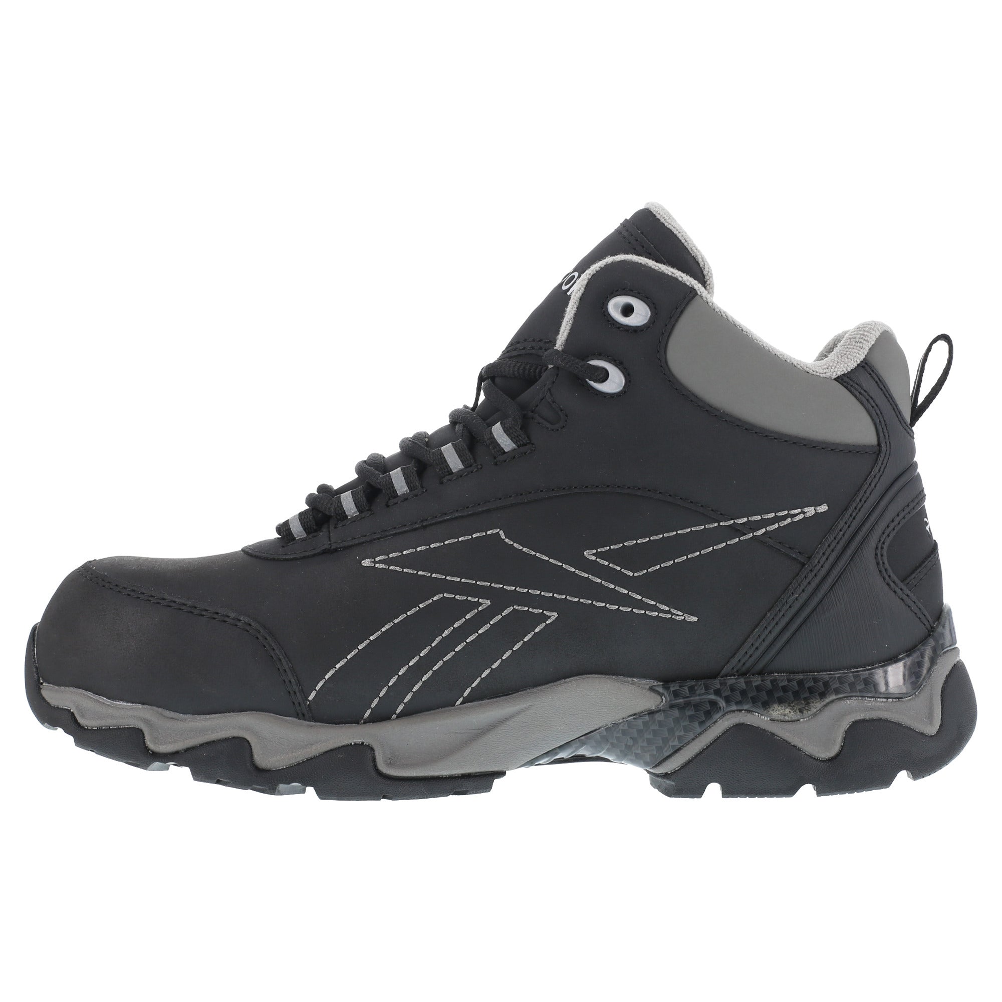 Reebok Mens Black Leather Work Boots Beamer Hiker WP Met Guard The Western Company