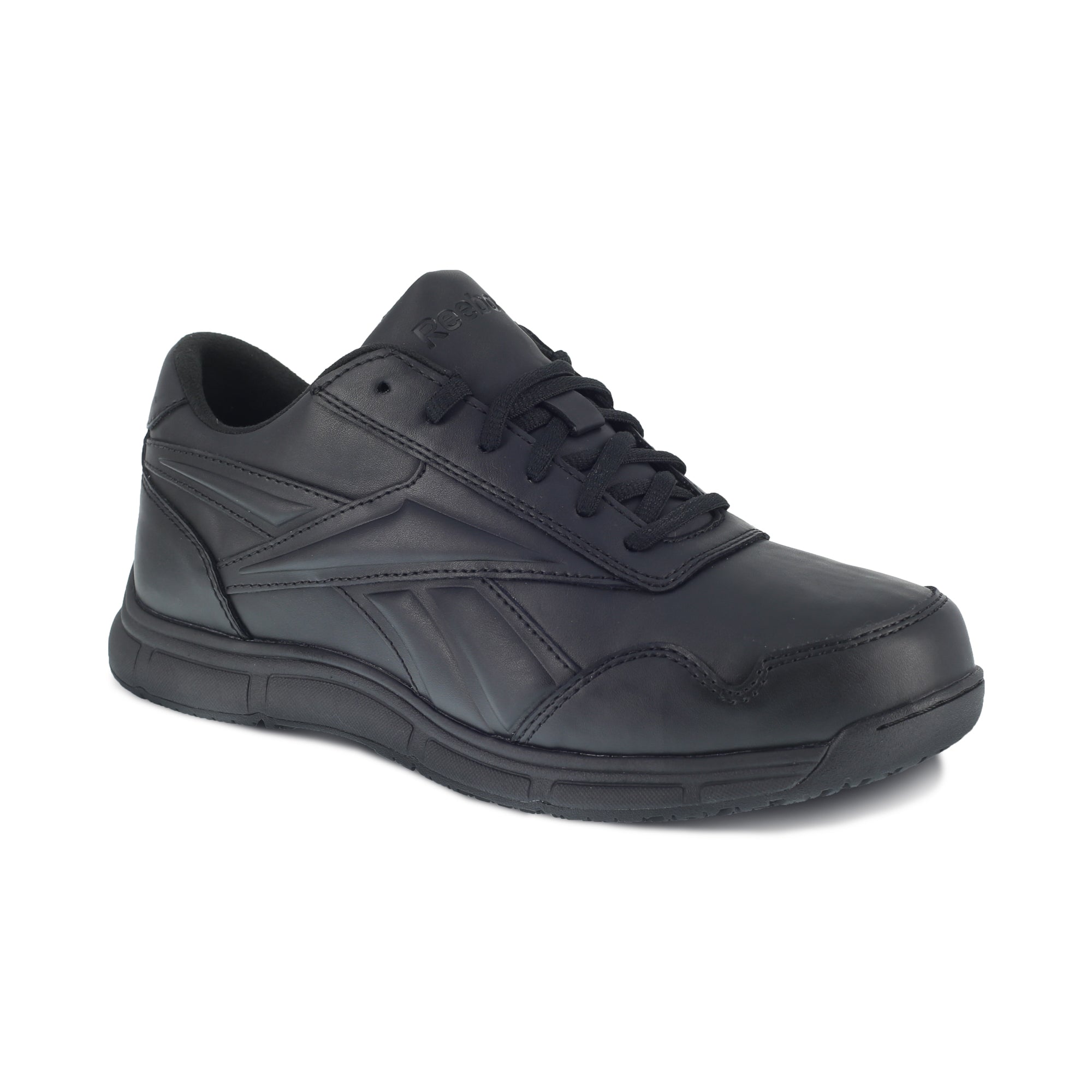 Reebok Mens Black Faux Leather Work Shoes Jorie LT SR Oxford The Western Company