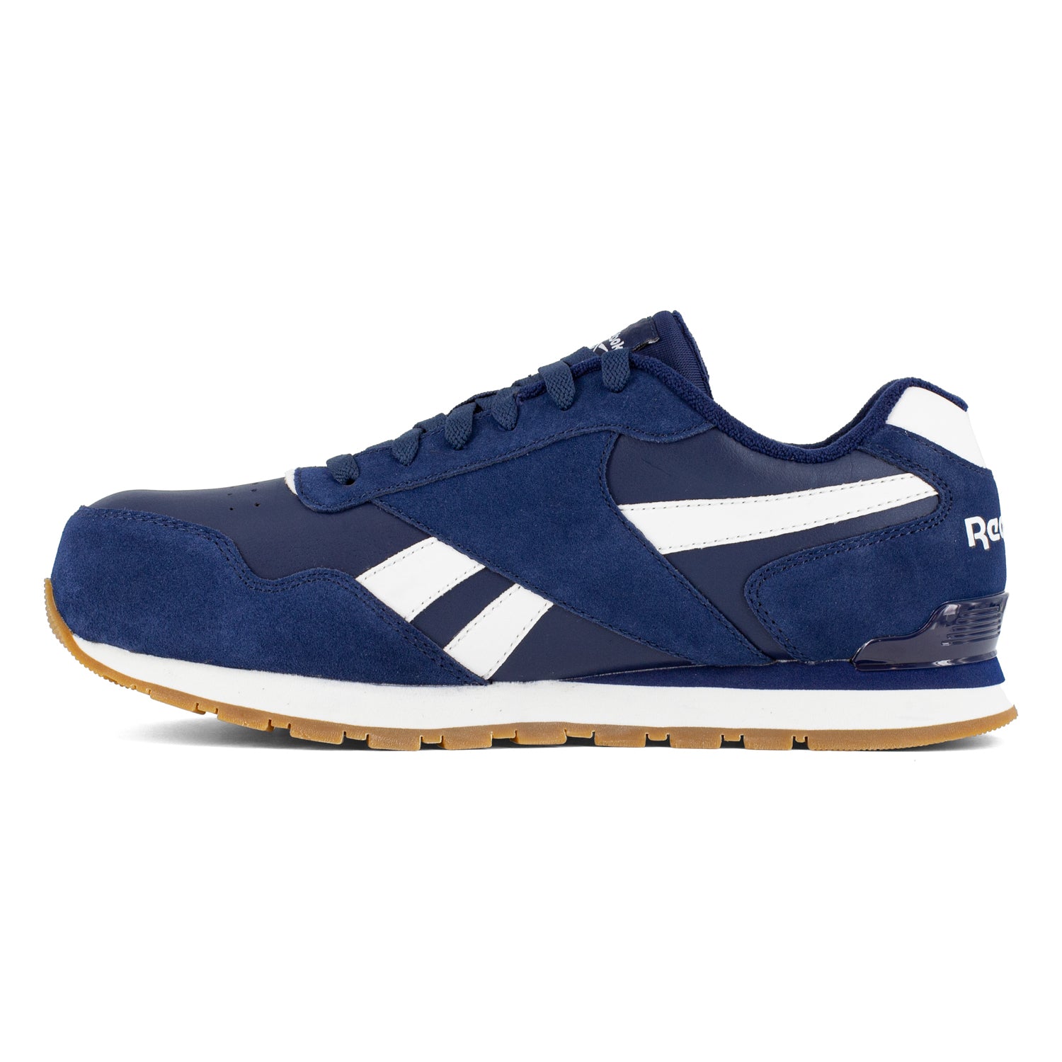 Reebok Mens Navy White Leather Work Shoes Harman Classic Sneaker