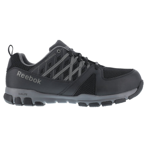Reebok Mens Black Leather Work Shoes Athletic Oxford Steel Toe Sublite