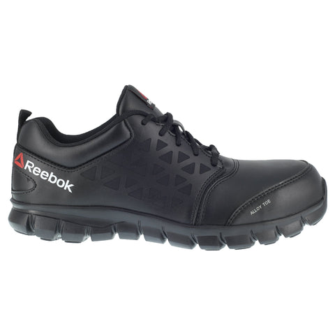 Reebok Womens Black Leather Work Shoes Sublite Oxford