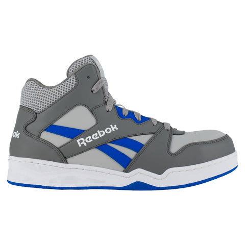 Reebok Mens Grey/Cobalt Blue Leather Work Boots High Top Sneaker CT