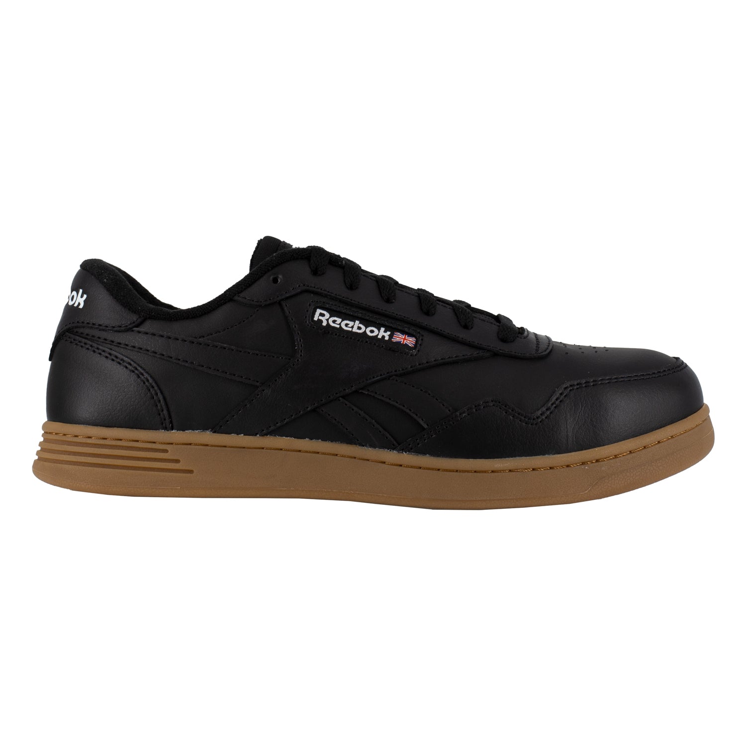 Reebok Mens Black Gum Leather Work Shoes Club Memt Classic CT