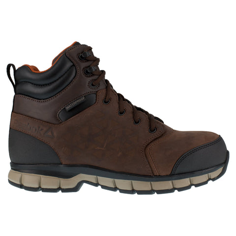 Reebok Mens Brown Leather Work Boots Sublite Cushion Work 6in CT