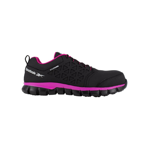 Reebok Womens Black/Pink Faux Leather Work Shoes Sublite Cushion CT