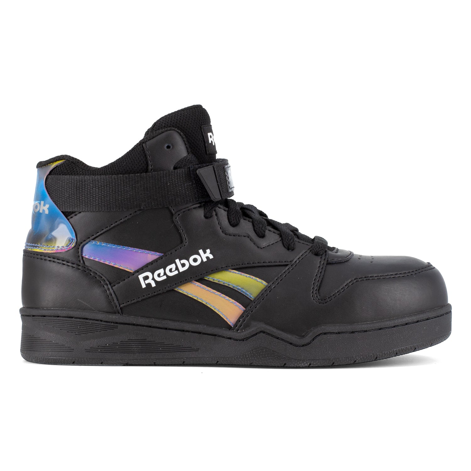 Reebok Womens Holographic Black Leather CT High Top Sneaker Work
