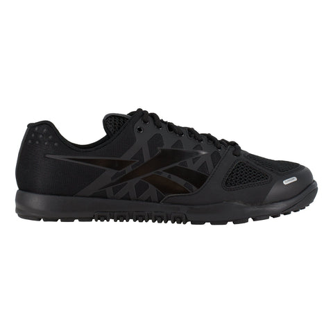 Reebok Mens Black Faux Leather Work Shoes Oxford Nano Tactical