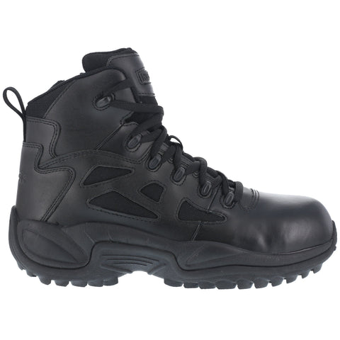 Reebok Mens Black Leather 6in Tactical Boots Rapid Response RB Comp Toe 5.5 M