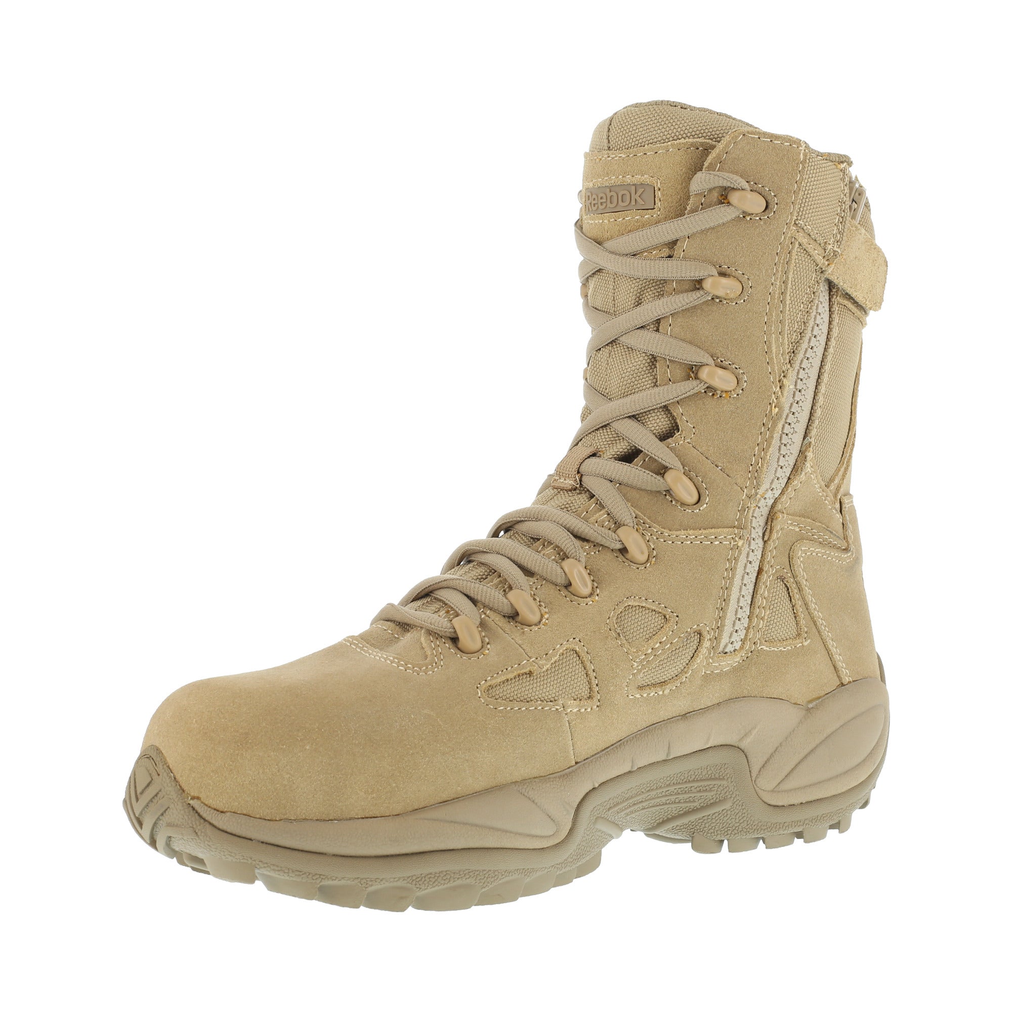 Reebok Mens Desert Tan Suede Tactical Boots Rapid Response RB Side