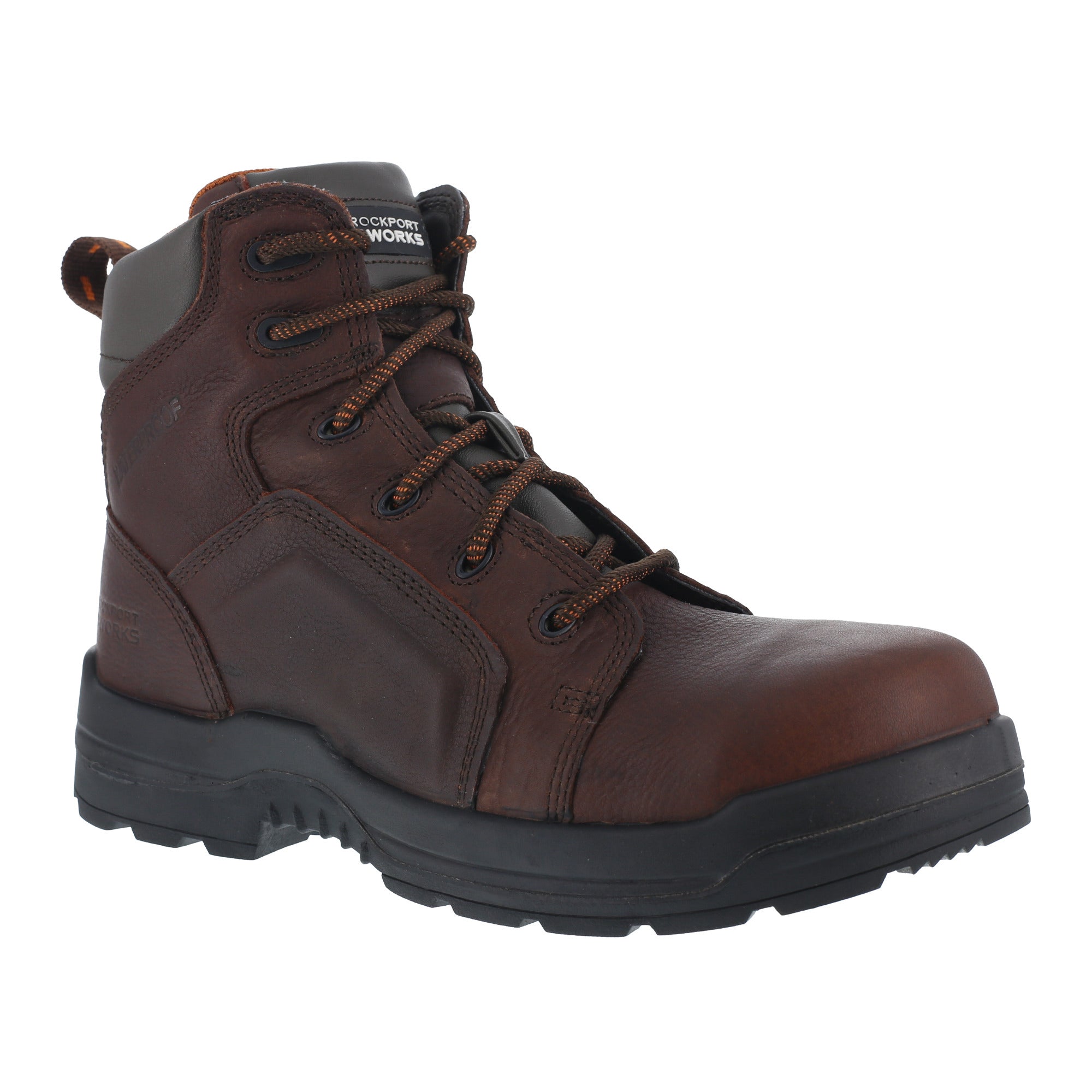 Rockport Mens Brown WP Leather 6in Work Boots More Energy Comp Toe The Western Company