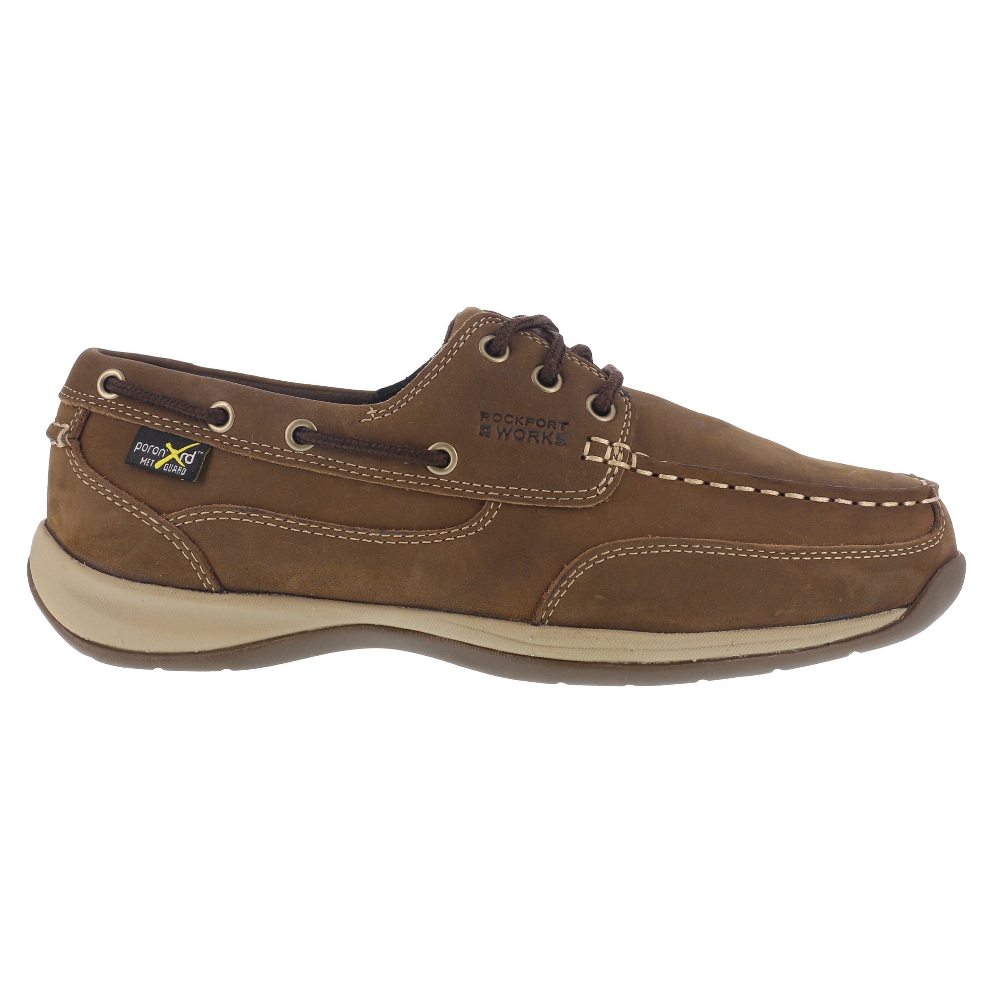 Rockport Mens Brown Leather Work Shoes 3 Eye Tie Boat ST The
