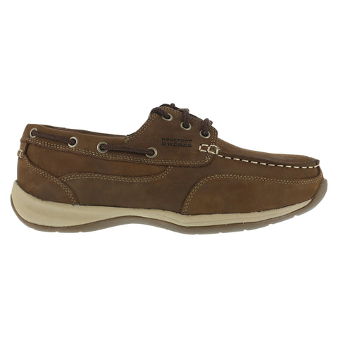 Rockport Mens Tan Leather Casual Boat Shoes Sailing Club Steel Toe
