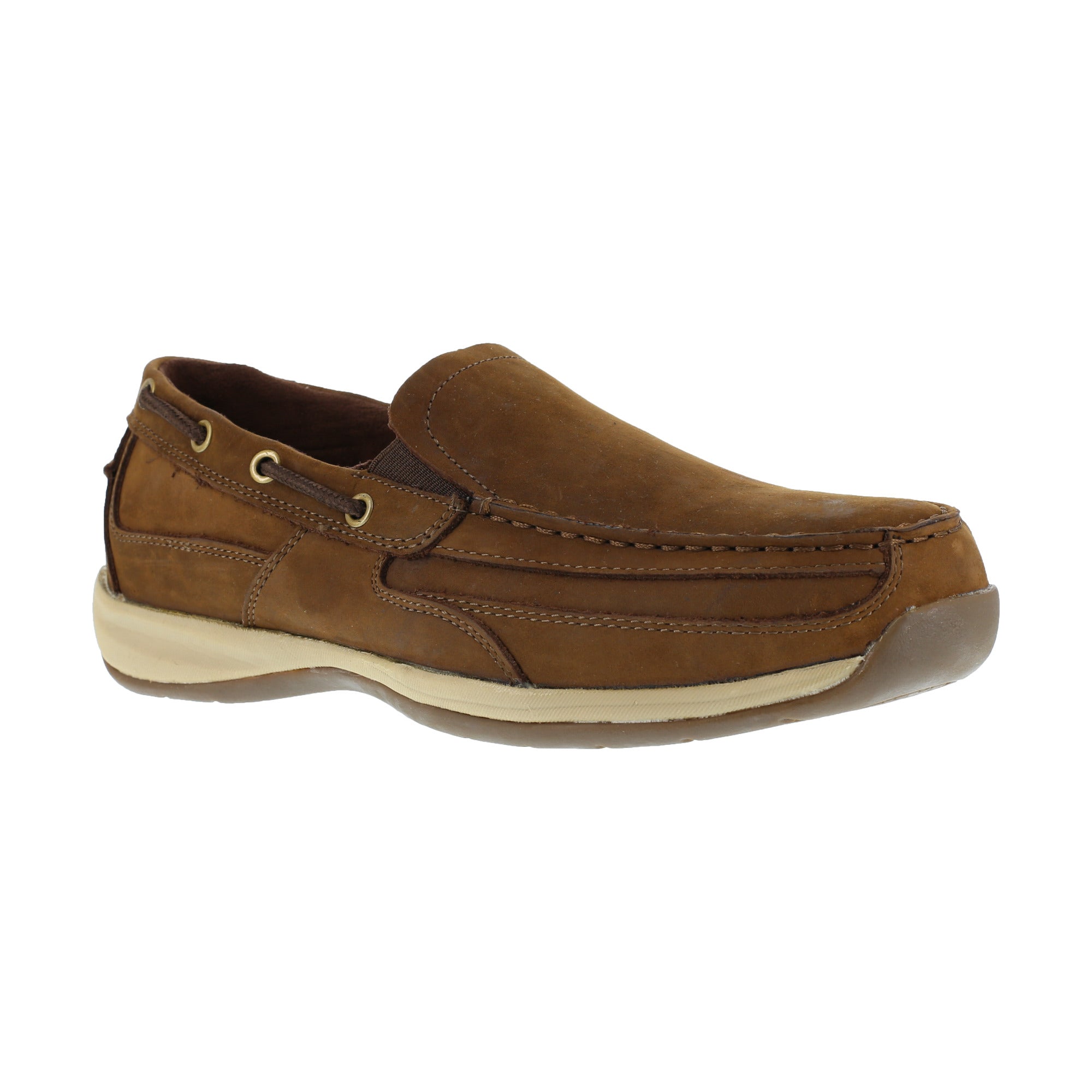 Rockport Mens Brown Leather Slip On Boat Shoes Sailing Club Steel