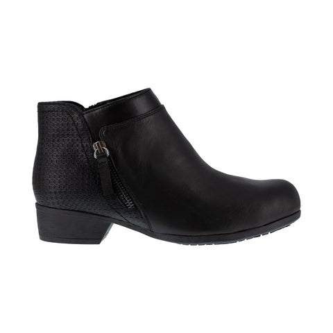 Rockport Womens Black Leather Work Boots Carly Bootie AT