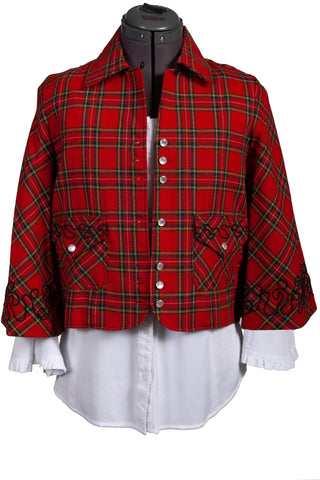 Scully Womens Red 100% Wool Tartan Plaid Jacket