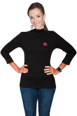 Scully Womens Black 100% Cotton Turtleneck Sweater