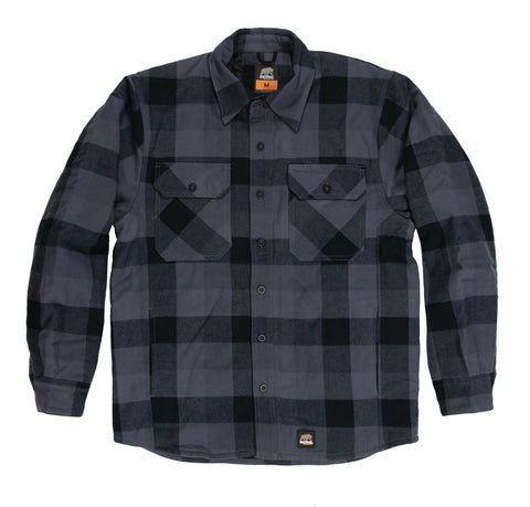 Berne Mens Plaid Slate 100% Cotton Flannel Shirt Jacket L/S