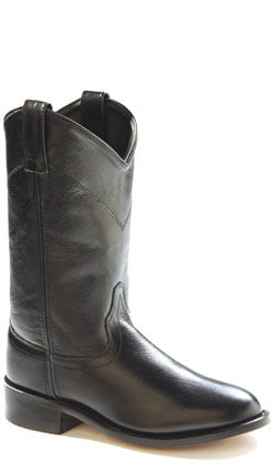 Old West Black Womens Corona Leather Roper Toe Cowboy Boots