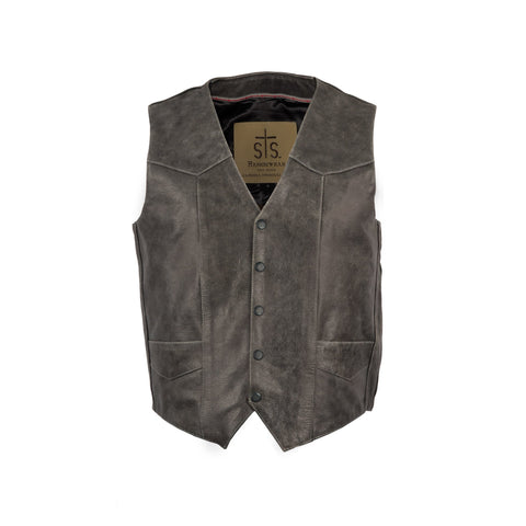 STS Ranchwear Mens Chisum Leather Vest Black Classic