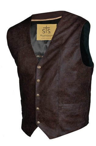 STS Ranchwear Mens Chisum Leather Vest Brandy Classic