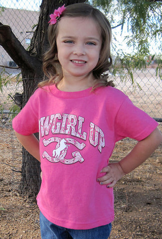 Cowgirl Up Toddler Girls Horseshoe Logo Pink 100% Cotton S/S T-Shirt