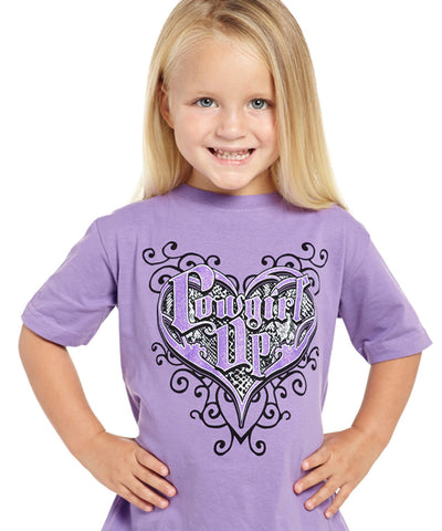 Cowgirl Up Toddler Girls Ornate Heart Purple 100% Cotton S/S T-Shirt