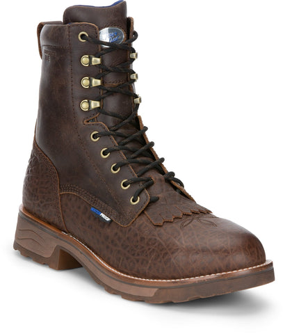 Tony Lama 8in WP CT Lacer Mens Dark Brown Timber Leather Cowboy Boots
