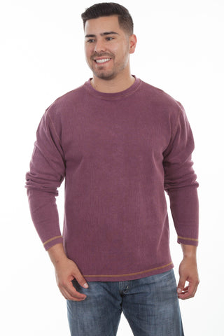 Scully Mens Wine 100% Cotton Beefy L/S T-Shirt