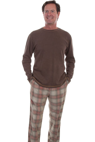 Scully Mens Stone/Red 100% Cotton Plaid Lounge Pants
