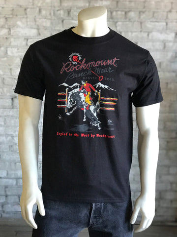 Rockmount Mens Black 100% Cotton Vintage RRW Bronc S/S T-shirt