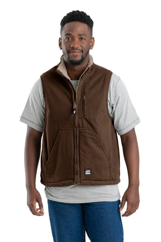 Berne Mens Bark 100% Cotton Heartland Sherpa Washed Duck Vest