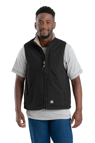 Berne Mens Black 100% Cotton Heartland Sherpa Washed Duck Vest