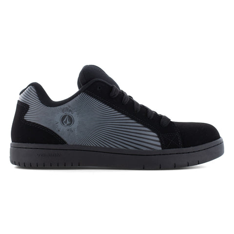 Volcom Mens Stone Op Art Black/Dark Grey Leather CT Skate-Inspired Work Shoes